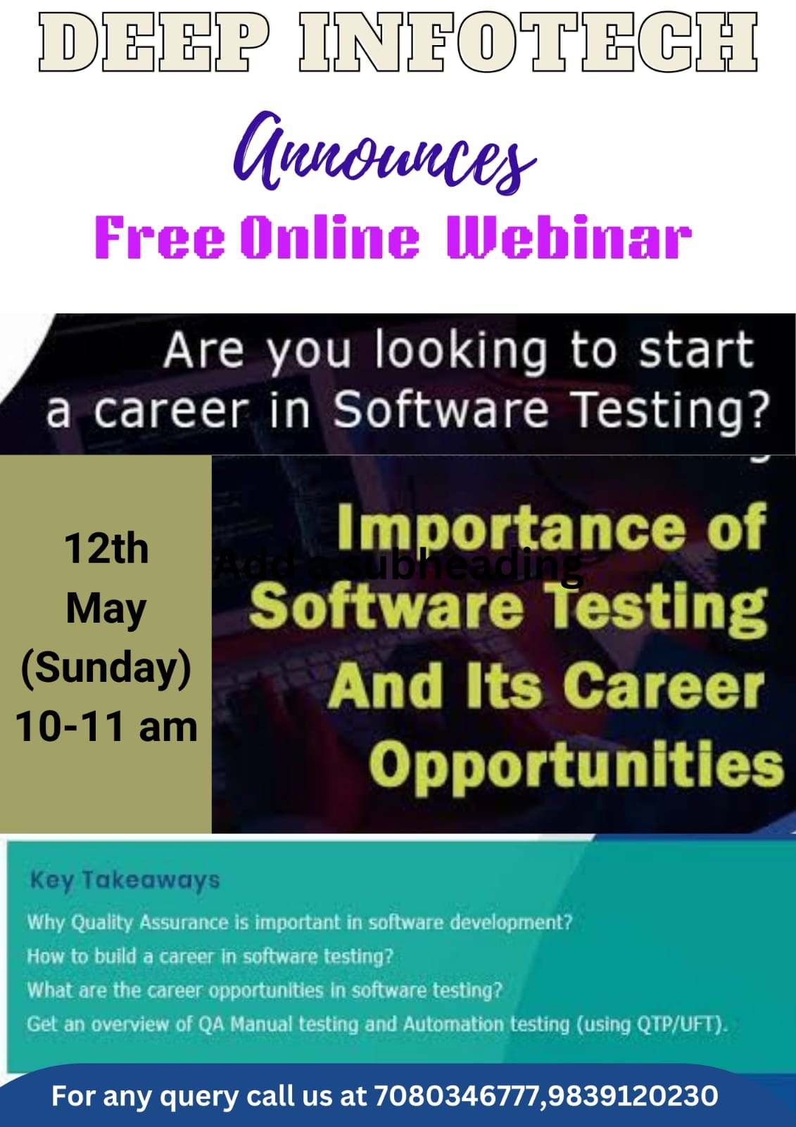 Free Online Webinar on Important of Software Testing